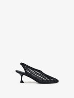 Front image of Tee Perforated Slingback Pumps in BLACK
