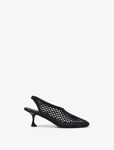 Front image of Tee Perforated Slingback Pumps in BLACK