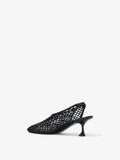 3/4 Back image of Tee Perforated Slingback Pumps in BLACK