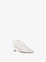 3/4 Front image of Tee Perforated Slingback Pumps in IVORY