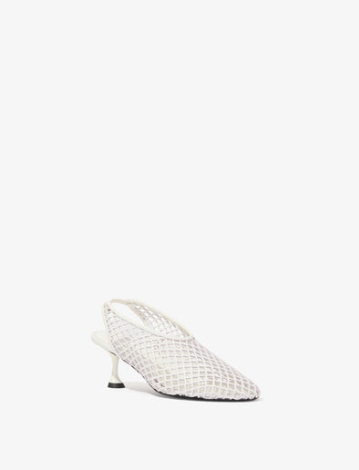 3/4 Front image of Tee Perforated Slingback Pumps in IVORY