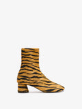 Proenza Schouler side image of Glove Ankle Boots in Haircalf in orange/black