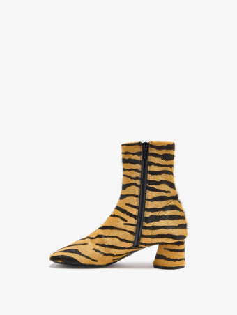 Proenza Schouler back image of Glove Ankle Boots in Haircalf in orange/black