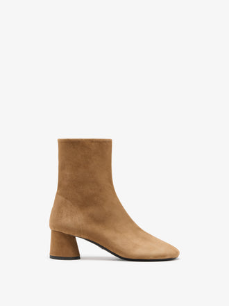 Proenza Schouler Front Still Life Image of Glove Ankle Boots In Kidsuede in Hazelnut