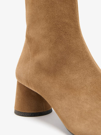Proenza Schouler Detail Image of Glove Ankle Boots In Kidsuede in Hazelnut