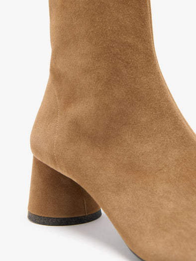 Proenza Schouler Detail Image of Glove Ankle Boots In Kidsuede in Hazelnut
