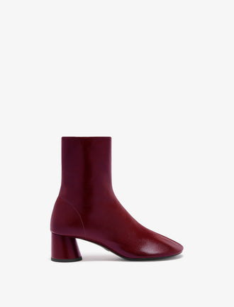 Front image of Glove Ankle Boots in Slick Nappa in Merlot