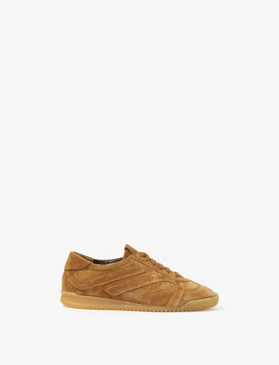 Side image of Track Sneakers in Suede in Tobacco