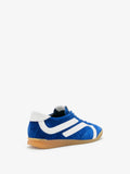 Proenza Schouler back 3/4 image of Track Sneakers in cobalt with white stripes
