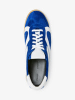 Proenza Schouler aerial image of Track Sneakers in cobalt with white stripes