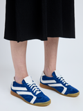 Proenza Schouler image of model wearing Track Sneakers in cobalt with white stripes