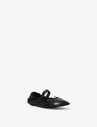 Front 3/4 image of Glove Mary Jane Ballet Flats in BLACK