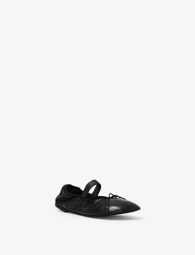 Front 3/4 image of Glove Mary Jane Ballet Flats in BLACK