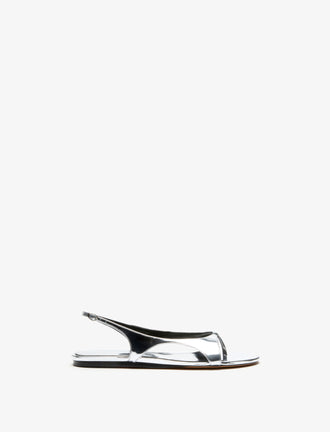 Front image of Slash Flat Thong Sandals in Silver