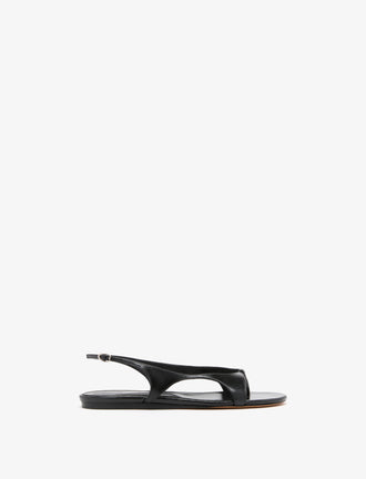 Front image of Slash Flat Thong Sandals in Black