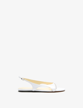 Front image of Slash Flat Thong Sandals in White