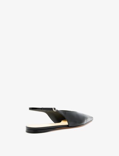 3/4 Back image of Slash Flat Slingbacks in Black