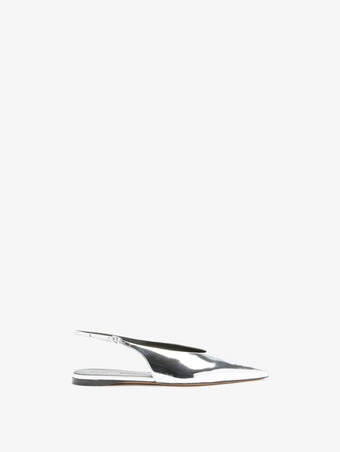 Front image of Slash Flat Slingbacks in Silver