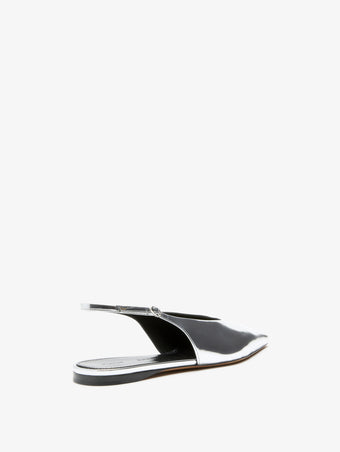 3/4 Back image of Slash Flat Slingbacks in Silver