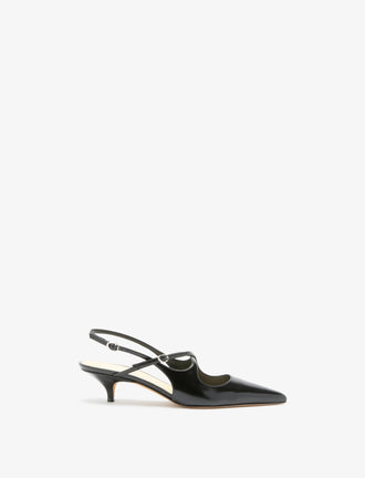 Front image of Slash Crossover Slingback Pumps in Black