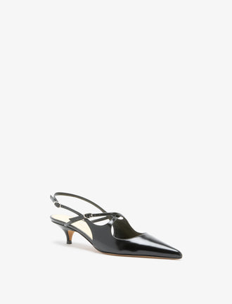 3/4 Front image of Slash Crossover Slingback Pumps in Black