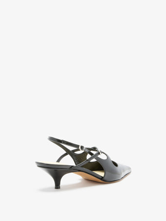 3/4 Back image of Slash Crossover Slingback Pumps in Black