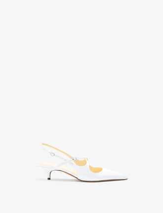 Front image of Slash Crossover Slingback Pumps in White