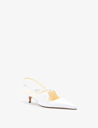 3/4 Front image of Slash Crossover Slingback Pumps in White