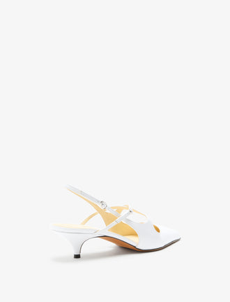 3/4 Back image of Slash Crossover Slingback Pumps in White