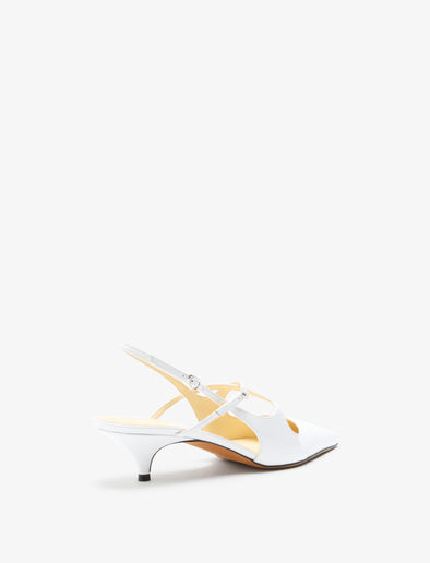 3/4 Back image of Slash Crossover Slingback Pumps in White