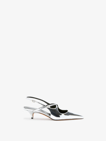 Front image of Slash Crossover Slingback Pumps in Silver