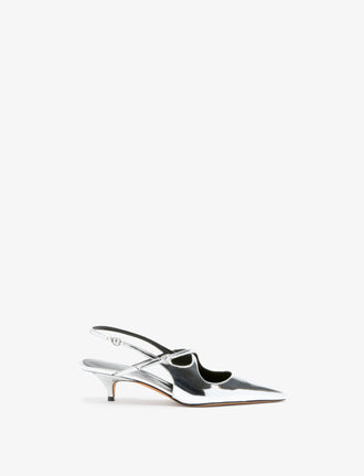 Front image of Slash Crossover Slingback Pumps in Silver