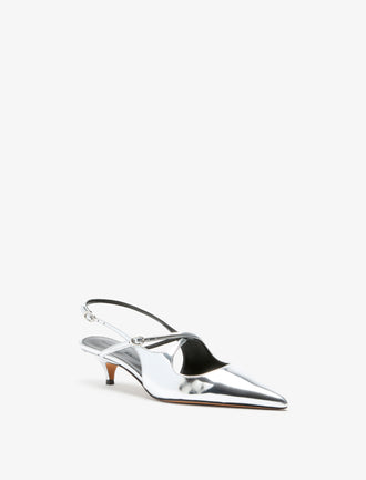 3/4 Front image of Slash Crossover Slingback Pumps in Silver