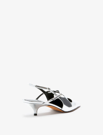 3/4 Back image of Slash Crossover Slingback Pumps in Silver
