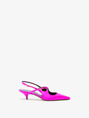 Front image of Slash Crossover Slingback Pumps in Fuchsia