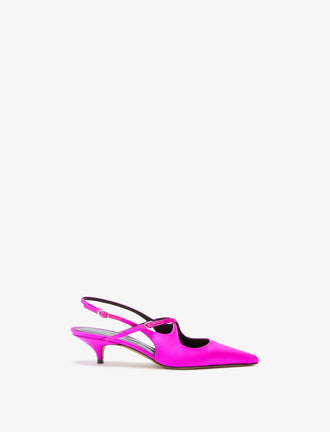Front image of Slash Crossover Slingback Pumps in Fuchsia