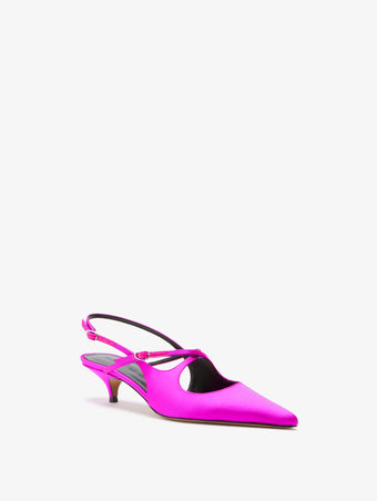 3/4 Front image of Slash Crossover Slingback Pumps in Fuchsia
