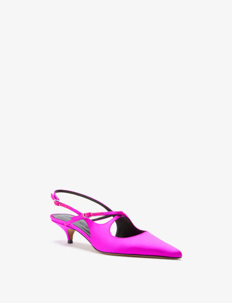 3/4 Front image of Slash Crossover Slingback Pumps in Fuchsia
