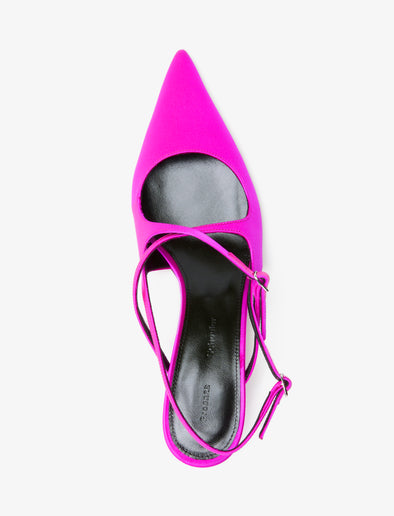 Aerial image of Slash Crossover Slingback Pumps in Fuchsia