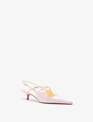 3/4 Front image of Slash Crossover Slingback Pumps in Lilac