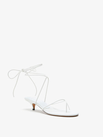 Proenza Schouler Front 3/4 image of Slash Tie Sandals in White