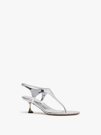 3/4 Front image of Tee Thong Sandals in Silver