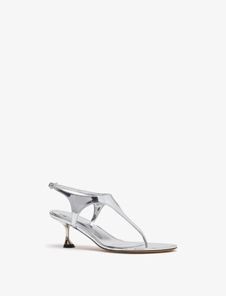 3/4 Front image of Tee Thong Sandals in Silver