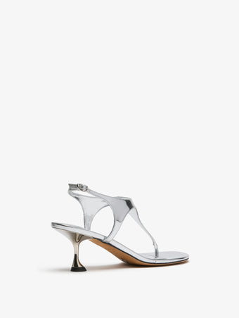 3/4 Back image of Tee Thong Sandals in Silver