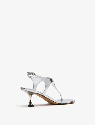 3/4 Back image of Tee Thong Sandals in Silver