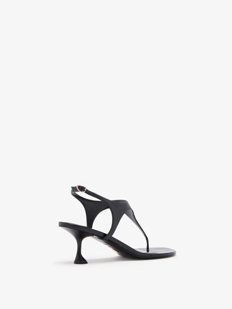 3/4 Back image of Tee Thong Sandals in Black