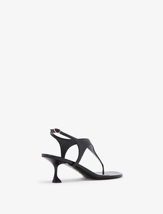 3/4 Back image of Tee Thong Sandals in Black