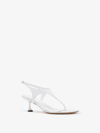 3/4 Front image of Tee Thong Sandals in White