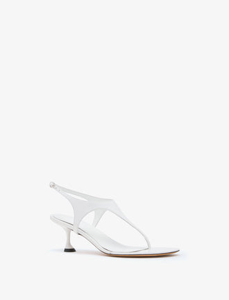3/4 Front image of Tee Thong Sandals in White