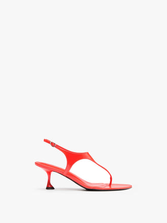 Proenza Schouler Front image of Tee Thong Sandals in Slick Nappa in Coral
